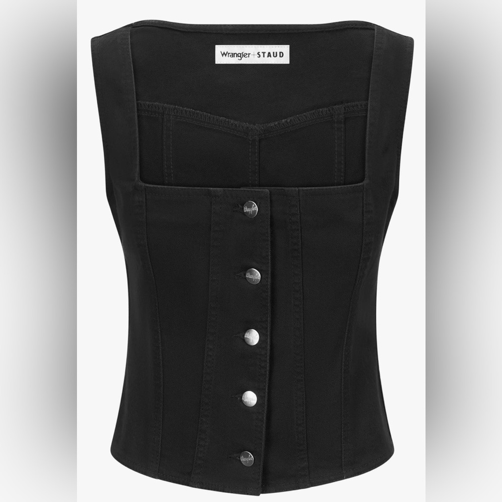 Wrangler + STAUD Black Trucker Denim Top